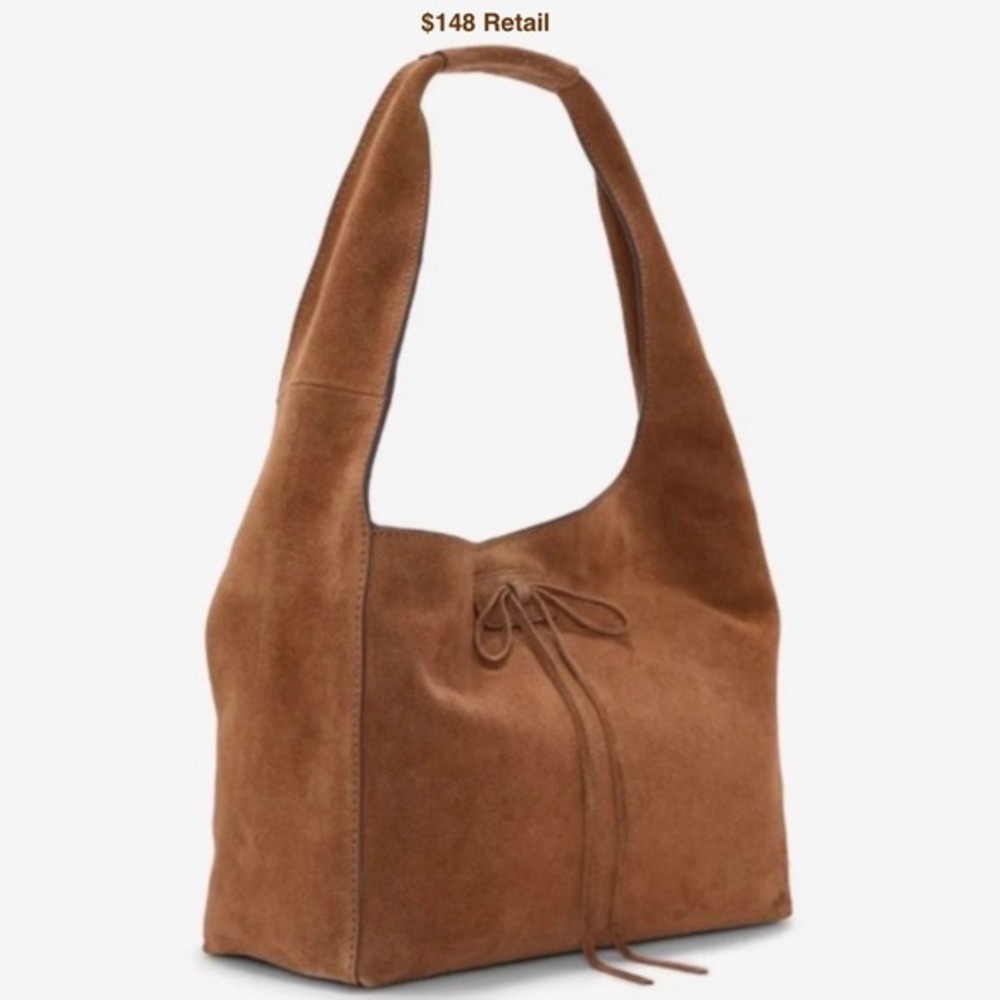 LUCKY BRAND Clem Mini Suede Hobo Bag Rust Brown Leather Boho Western Fall Casual